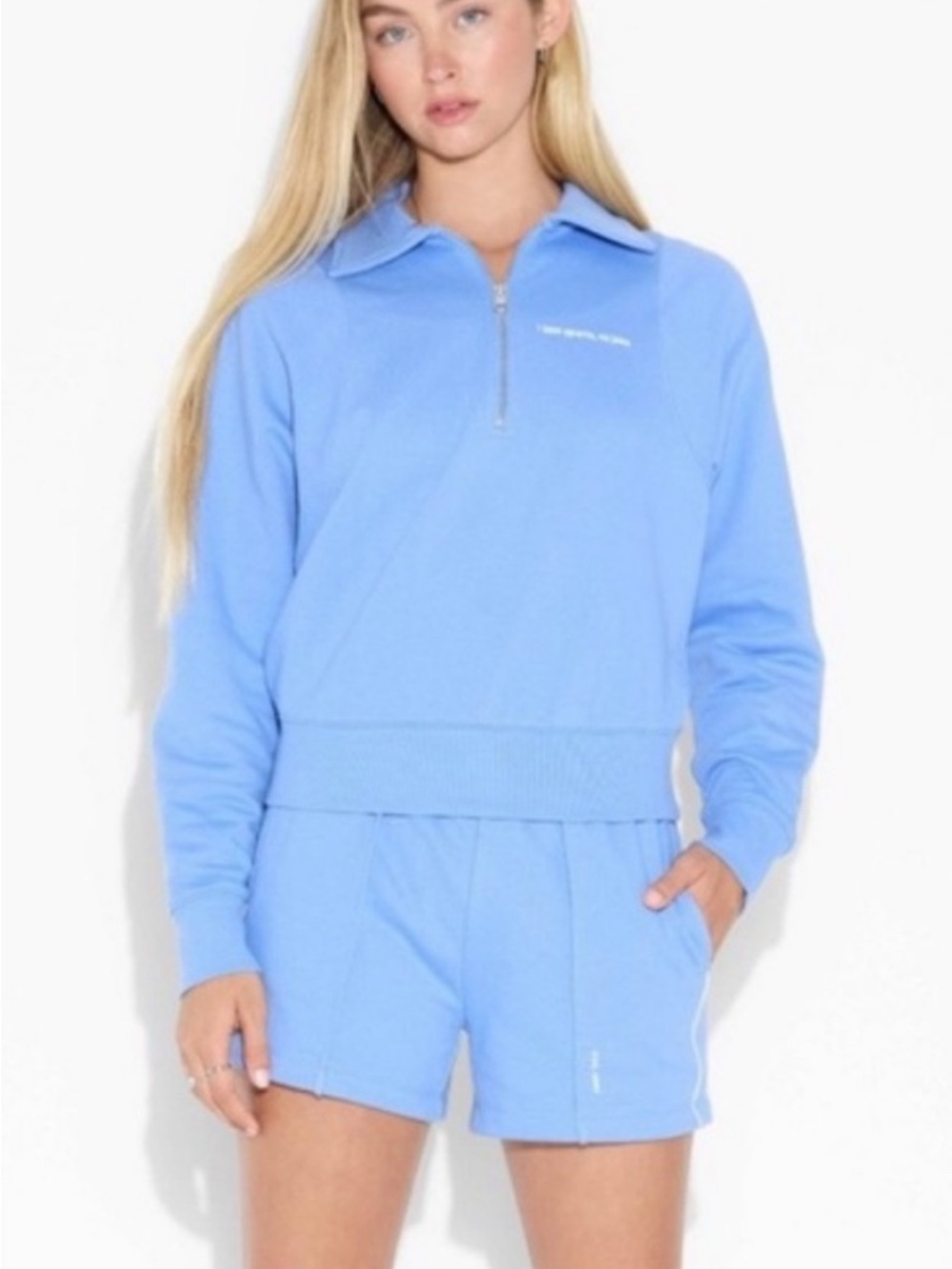 NWT-Medium  Half-Zip 
Oversized Cropped Sweatshirt 
- I love sports, no joke.'